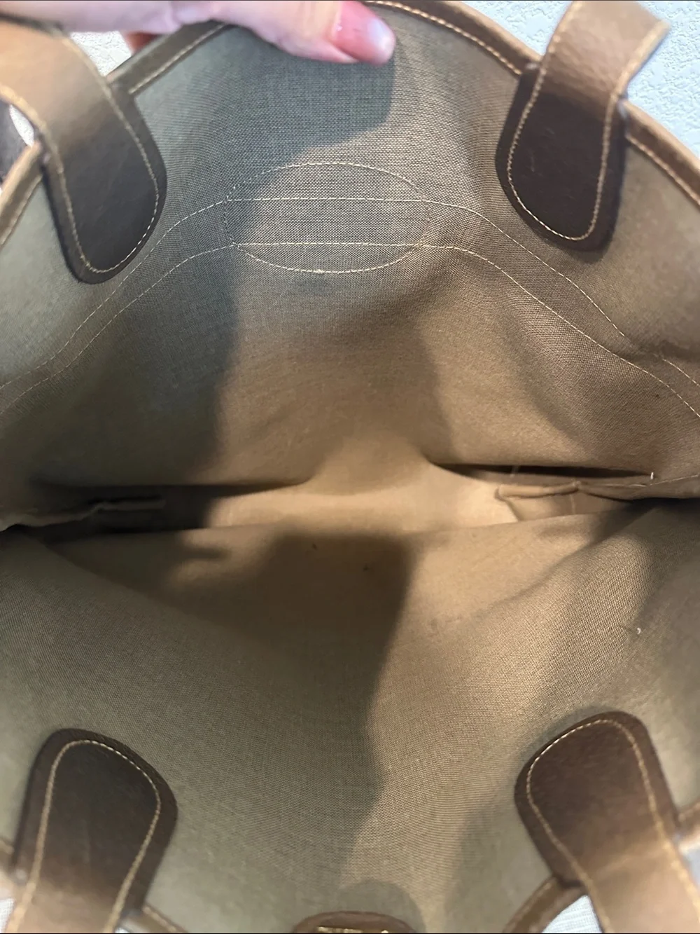 Gucci Beige Brown GG Supreme Tote with Green-Red Web Stripe